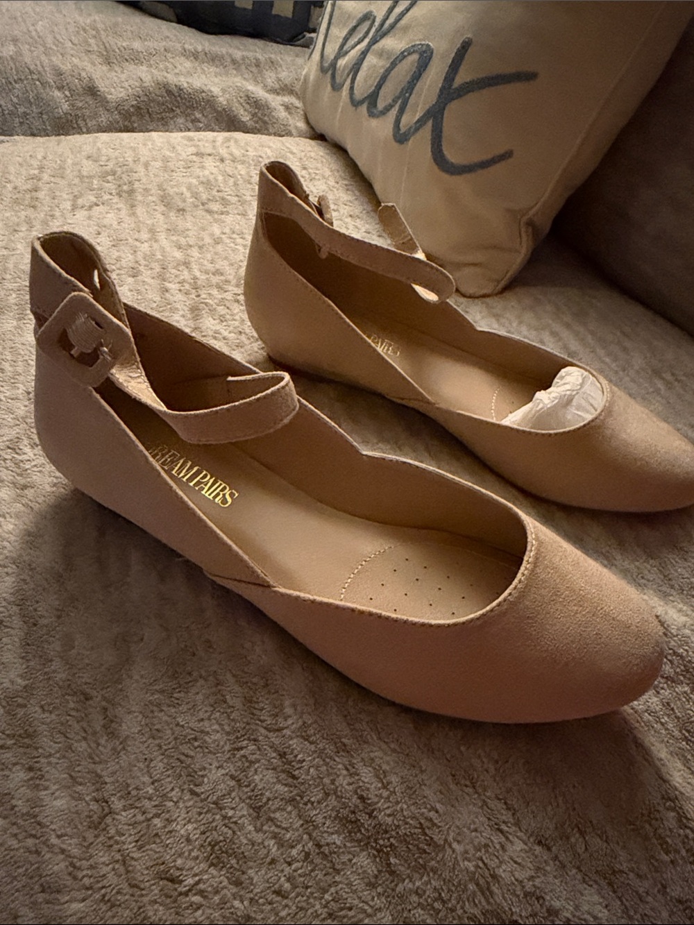 Dream Pairs Blush Tan Ankle-Strap Ballet Flats